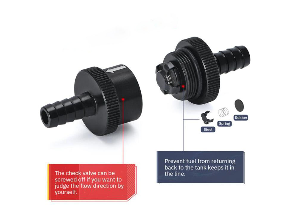 12mm 1/2 Inch One Way Non-Return Check Valve – Aluminium For Fuel, Petrol, Diesel, Water Lines