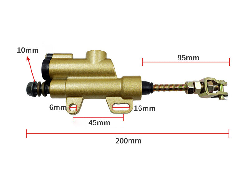ATV Brake Master Cylinder Rear Foot Brake Master Cylinder For ATV & Pit Bikes – Hydraulic, Fits 110cc & 125cc, BK26 Pit Bike Rear Brake Cylinder