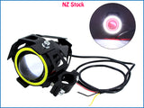 LED Angel Eye Motorcycle Headlight DRL Spotlight Driving Light