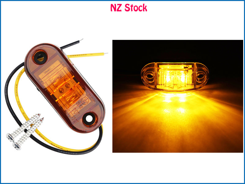 4x LED Side Marker Lights – Amber/Yellow For Trailer, Truck, Car – 12V/24V, PC/ABS