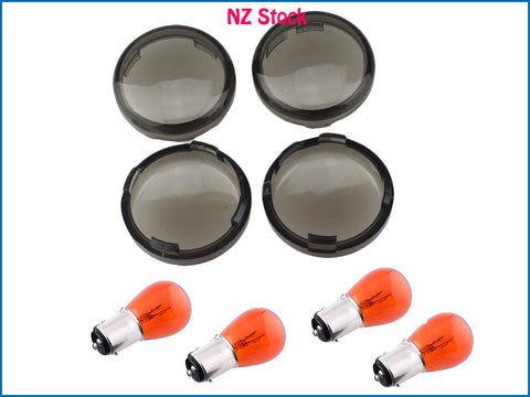 Smoked Lens w/ Amber Bulbs Fits Harley Turn Signal