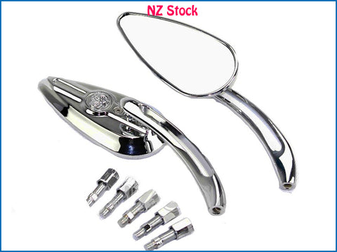 Chrome Skull Mirrors Fits Harley