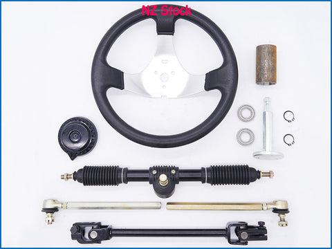 110cc Go Kart Steering Wheel Tie Rod Rack Set 420mm Gear Rack Pinion